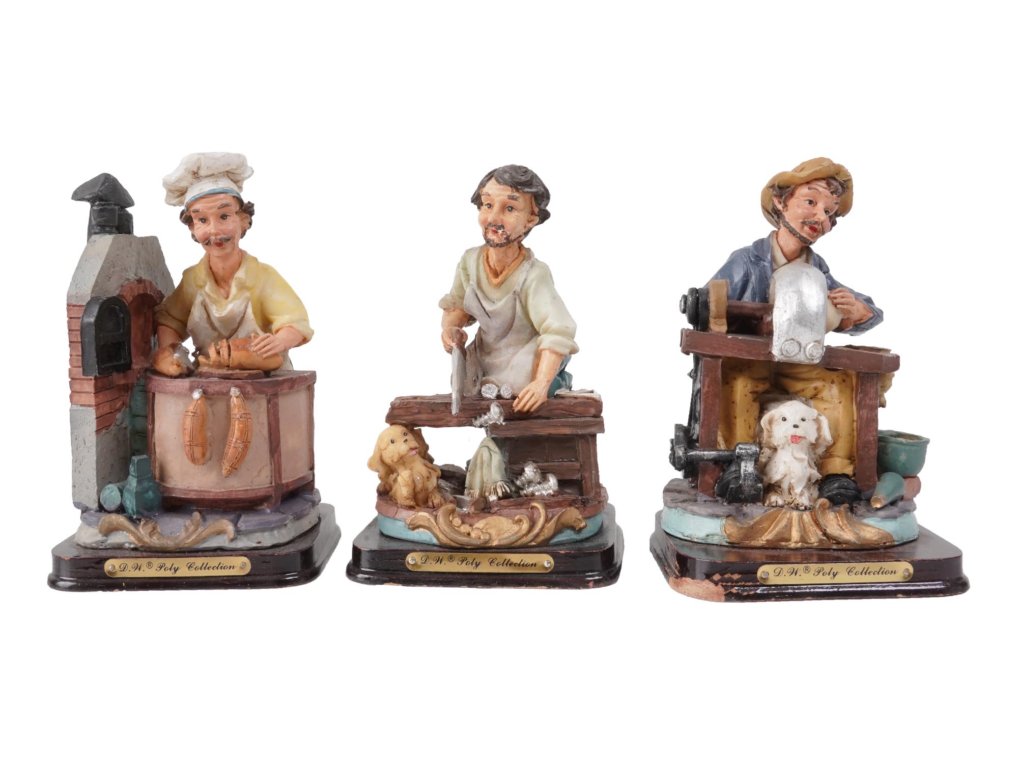 4 VINTAGE FIGURINES OF OLD MEN DW POLY COLLECTION PIC-1